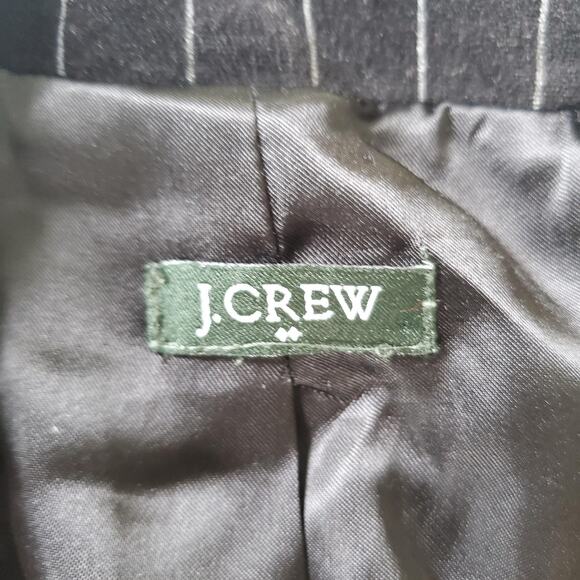Y2K J.Crew Blazer Womens Medium Black Pinstripe Velvet Wednesday Addams Goth - Picture 4 of 10